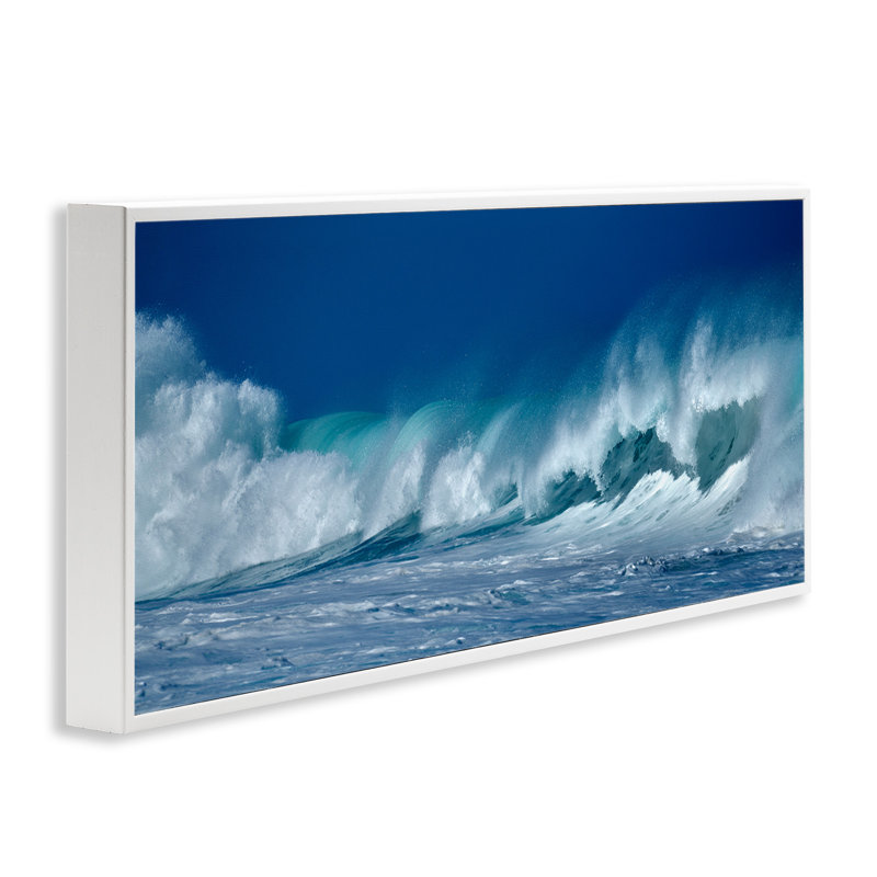 Vue panoramique du raz-de-marée de l'océan, H 24 po x l 10 po, Giclée encadrée blanc bord de mer