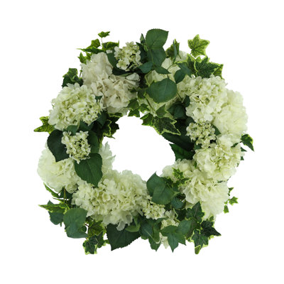 Handcrafted Faux Hydrangea Polysilk 26'' Wreath