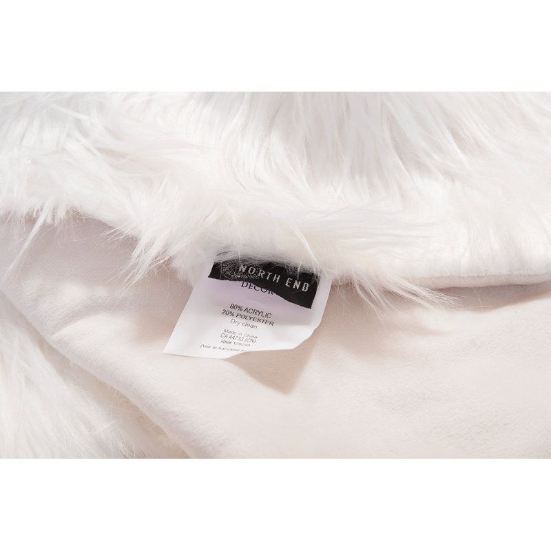White Mongolian Faux Fur Throw Blanket 60 x 50