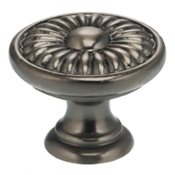 Poignée champignon surdimensionnée Ornate, Nickel antique, H 1,5625 po x l 1,5625 po x P 1,19 po