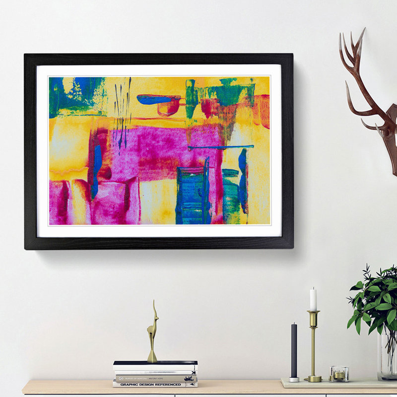 Abstract Art Painting Vol.155 by S.Johnson - Framed Print, 27cm H x 36cm W x 2cm D, Black Framed