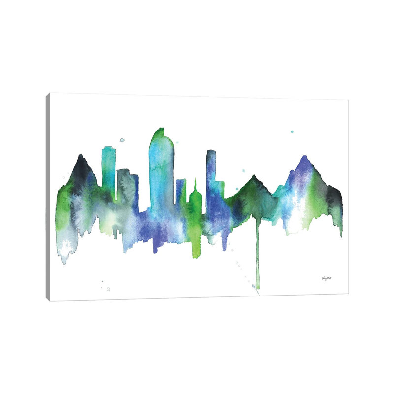 Blue Denver Skyline 1 Piece Wrapped Canvas Painting, 20.32 cm H x 30.48 cm W