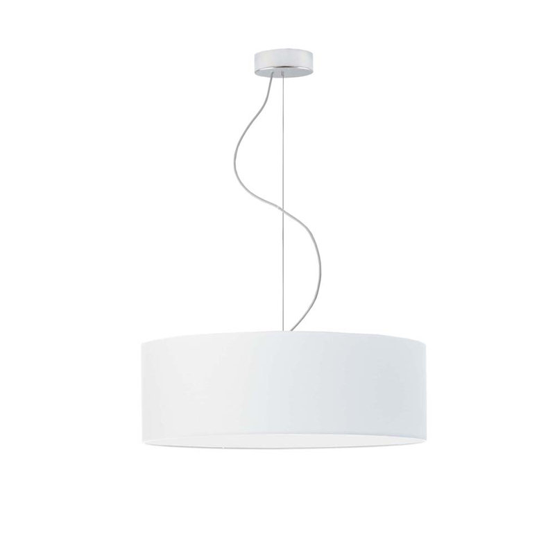 Aubryelle 3 - Light Drum Pendant, Chrome, White, 120cm H x 50cm W x 50cm D