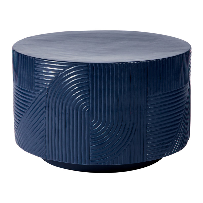 Provenance Signature Outdoor Round Side Table, Gloss Indigo