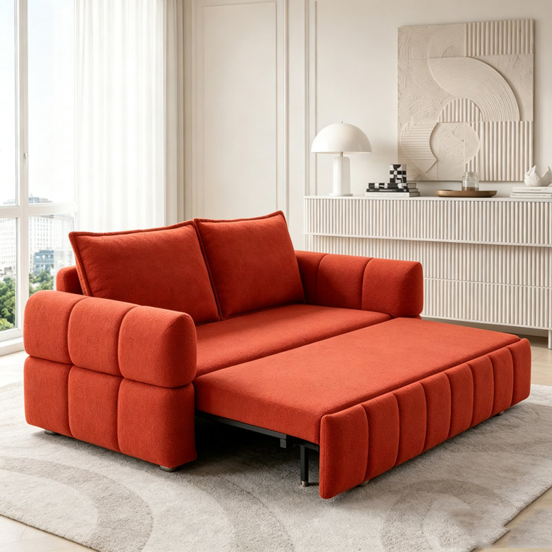 Canapé-lit convertible 3-en-1 en tissu Teddy