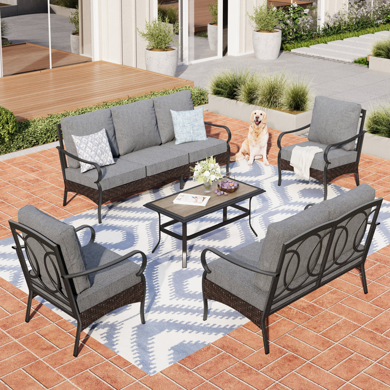 7-person Outdoor Conversation Set With Loveseat, Gray