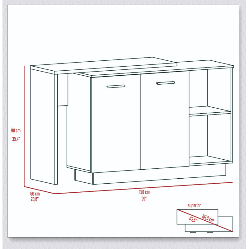 Ensemble de cuisine à 2 tablettes et 6 portes 6 pièces avec finition chêne clair Dorchester, maximisant l'espace de rangement