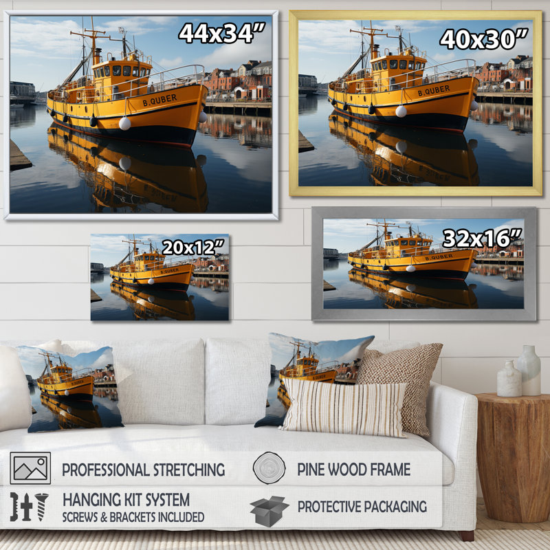 Port Quayside Contrast III sur toile, Cadre photo blanc, H 24 po x l 32 po x P 1 po