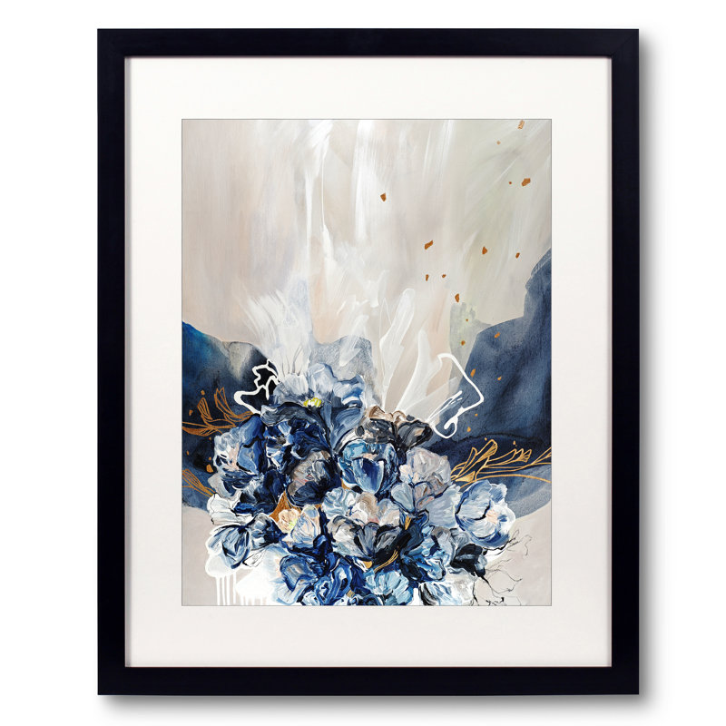 Somerset Bouquet par Novi Lim - Peinture, H 31,25 po x l 25,25 po, Papier avec cadre noir