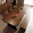 Nut-brown+Black Rectangular Solid Wood Dining Table-311030511