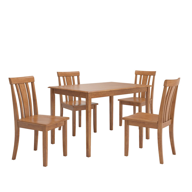 Alexa-Mae 4 - Person Solid Wood Top Four Leg Dining Set, Oak