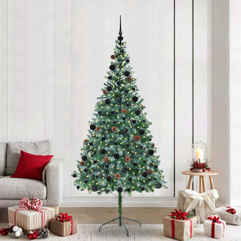 vidaXL Artificial Christmas Tree with Stand Green PVC and Steel, 6.89 ft