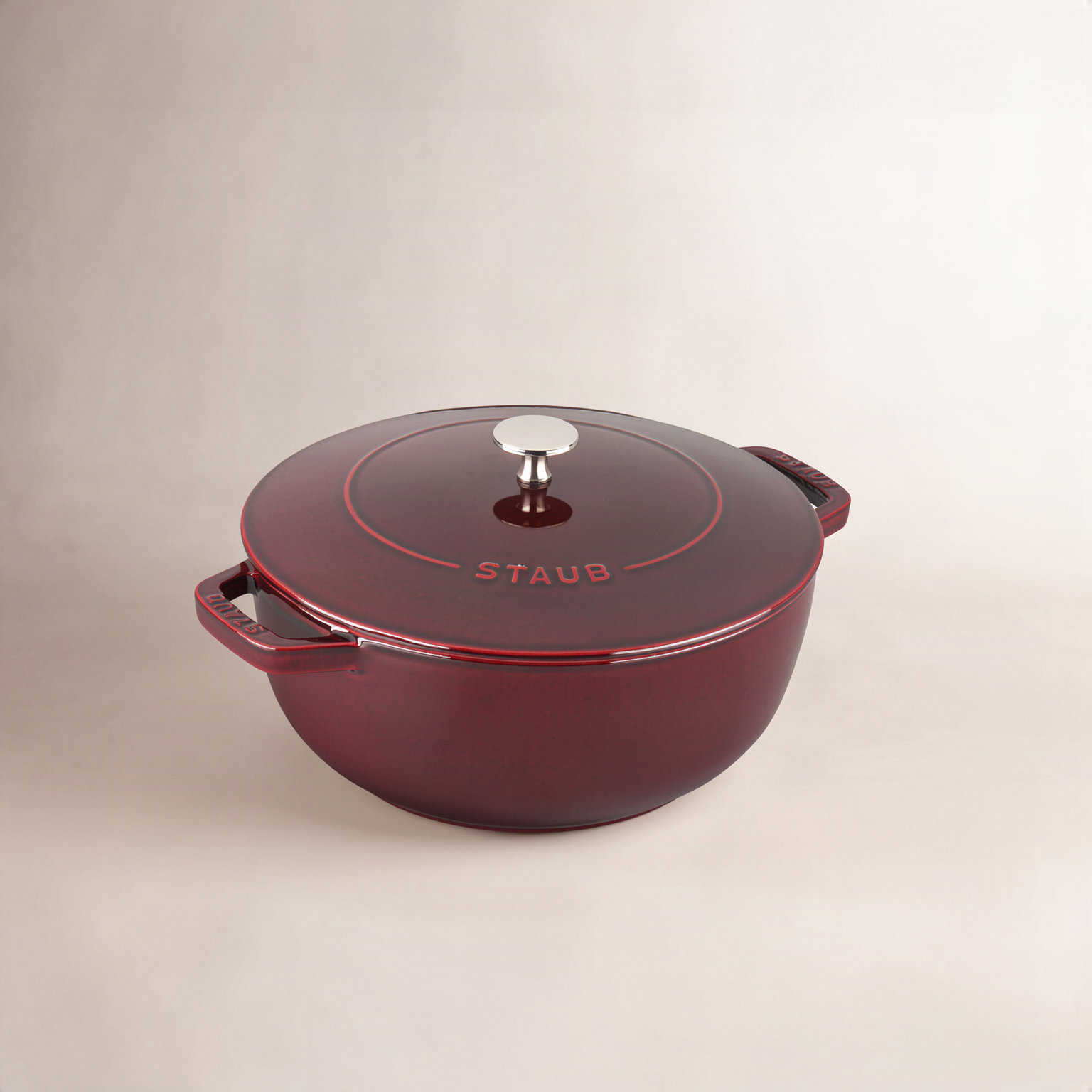 Handcrafted Enameled Cast Iron Dutch Oven, Grenadine