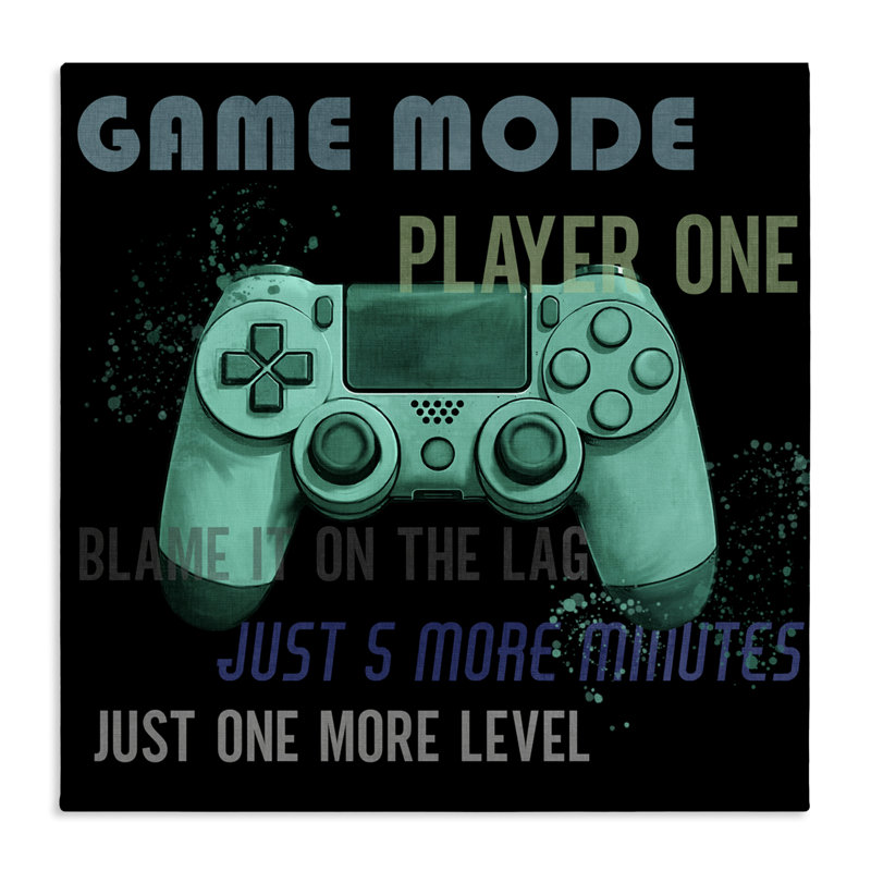 Toile «Game Mode Player One», conception par Kim Allen, H 17 po x l 17 po