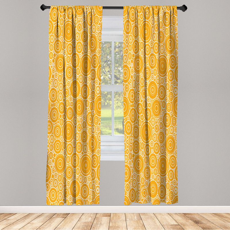 Microfiber Floral Semi-Sheer Rod Pocket Curtain Panels, 28" W x 95" L, Merigold/White