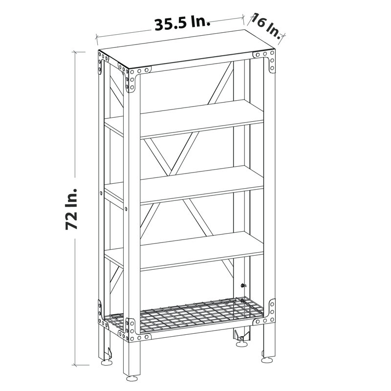 Industrial Black Acacia Wood 4-Shelf Storage Unit