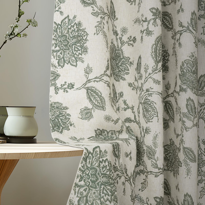 Zawacki Linen Blend Blackout Sliding Panel Pair, Loden Green/Beige, 52" W x 102" L