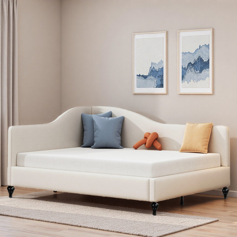 L-shaped Daybed With Solid Wood Legs, Full/Double
