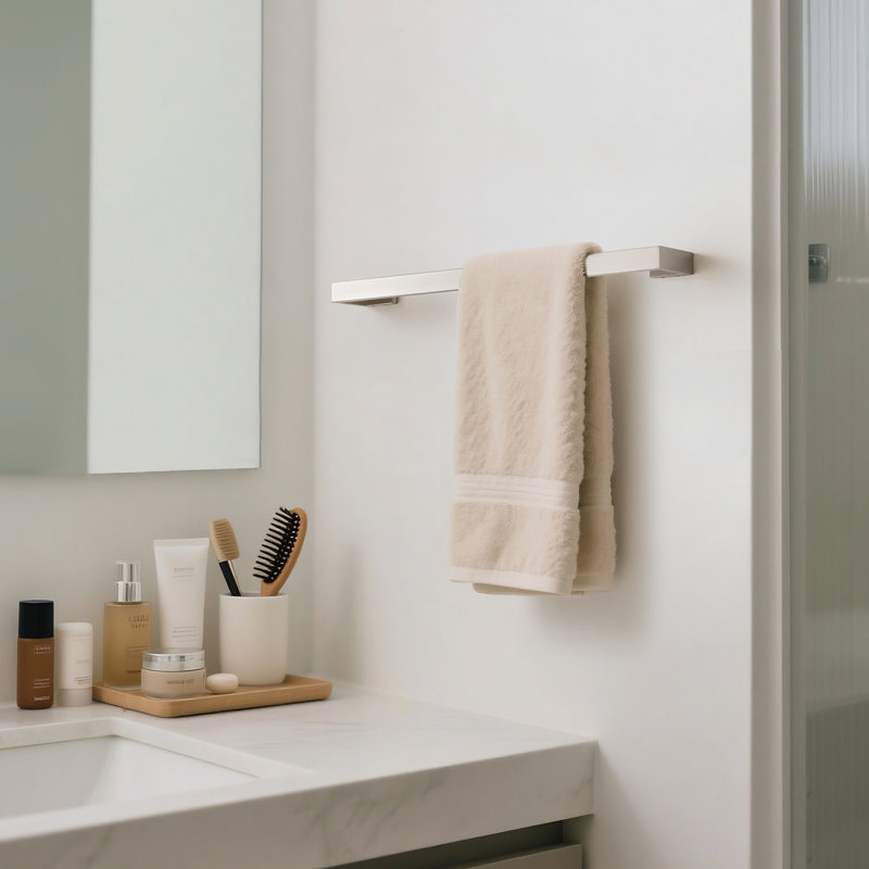 23.62in Wall Mounted Single Towel Bar, Brushed