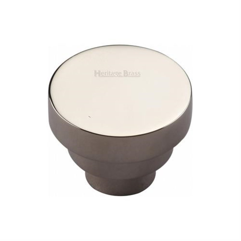 Heritage Brass Heritage Cabinet Knob Round Stepped Design, 3.8cm, Polished Nickel