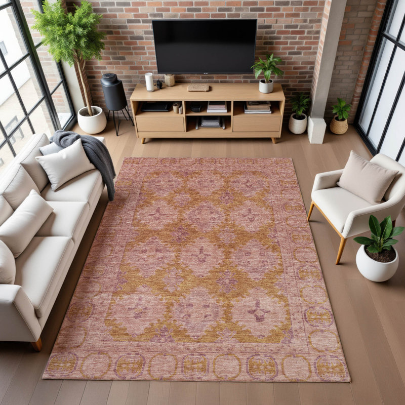 Premium Machine Washable Lubbers AMF1760 Border Rug, Rectangle 8' x 10'