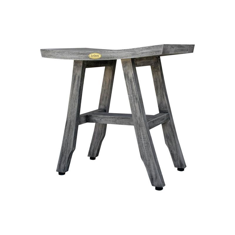 Banc de douche en teck de l 18 po x P 12 po Satori de CoastalVogue, Gris foncé