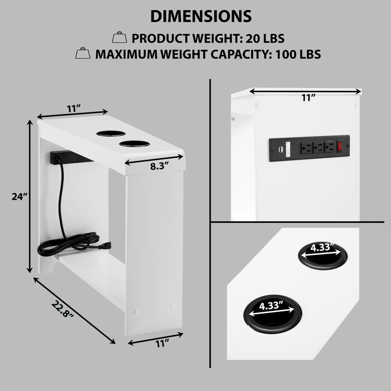 Aagot Modern Nightstand with Charging Station, End Table with USB Ports & Outlets, Bedside Table with Storage for Bedroom, Small Spaces & Apartments – Narrow Side Table for Living Room Convenience