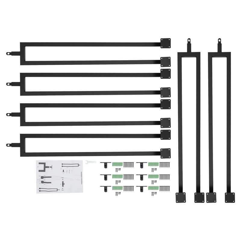 6Pcs Adjustable Stair Railing Posts For Deck, Balcony, Stair, Black