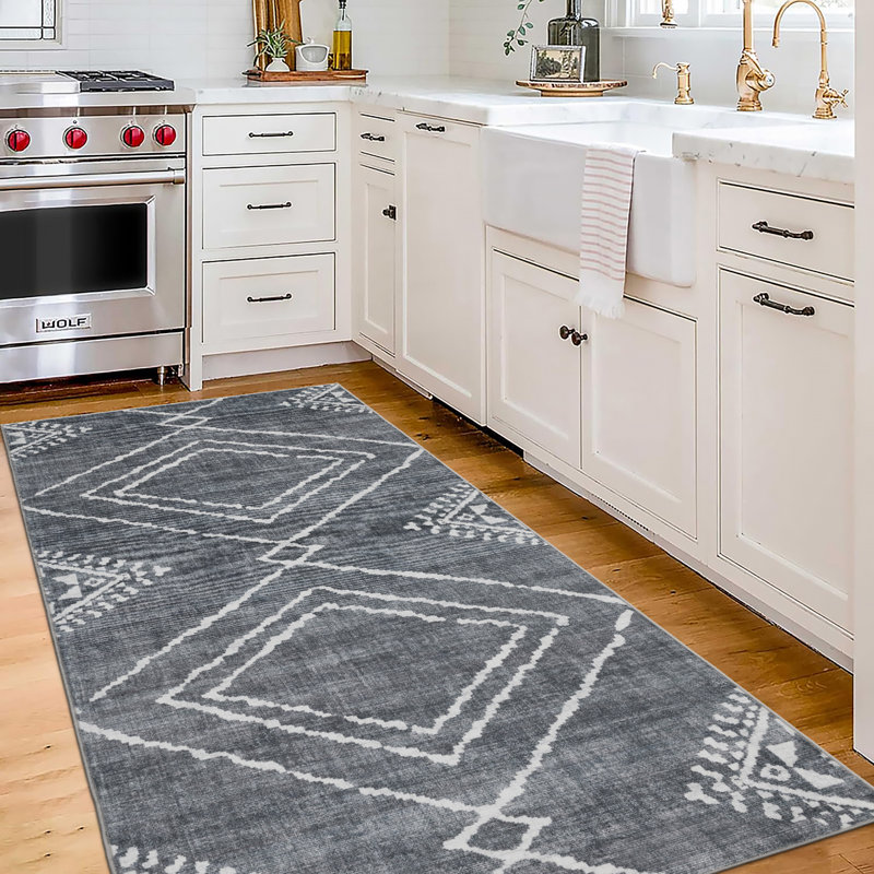 Kentre Jax Moroccan Machine Washable Area Rug, Runner 2'6" x 10', Gray