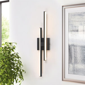 Orren Ellis Keyli 2-Light 24 Inch LED Vanity Light Bath Bar Dimmable Linear Wall Sconces