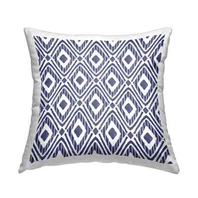 Blue Bohemian Diamond Shape Geometric Pattern Printed Throw Pillow Design By Taylor Shannon Designs