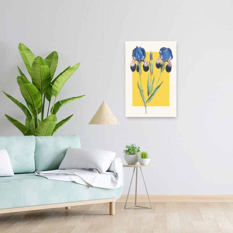«Blue Iris» botanique classique délicat vibrant violet fleur nature, H 24 po x l 16 po