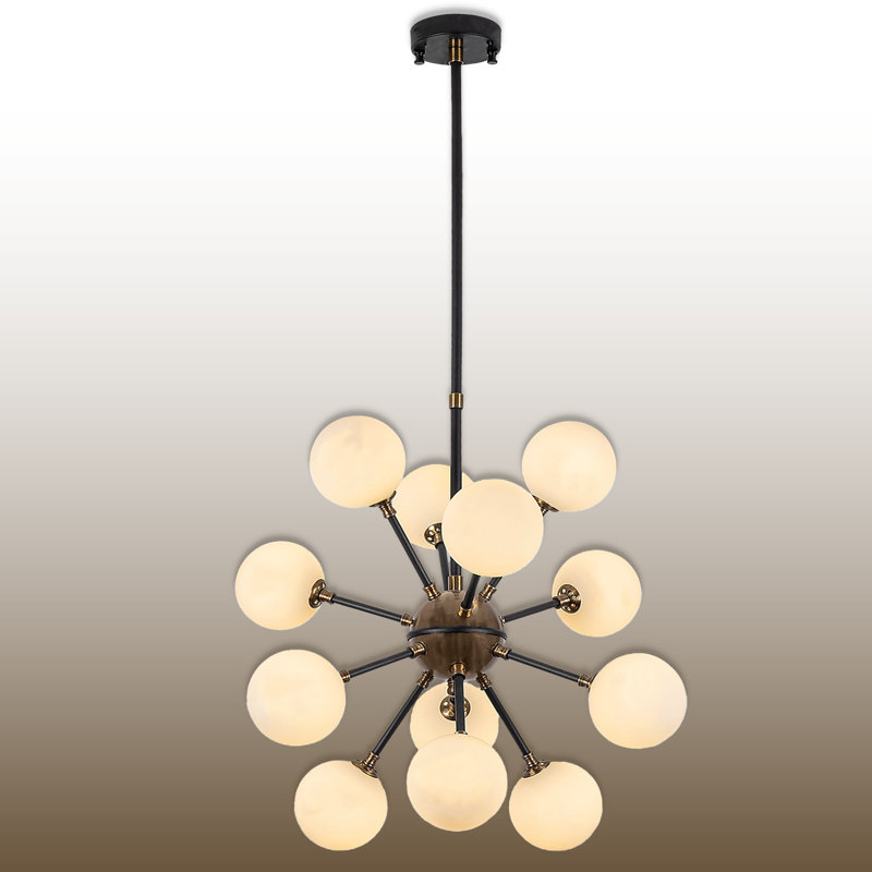 Lustre spoutnik 12 lumières, Rétro / noir