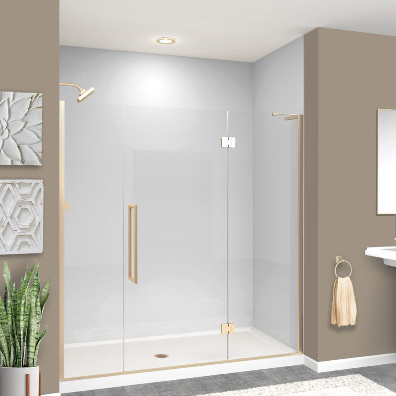 Transolid Elizabeth 72-in W x 76-in H Hinged Shower Door in Polished Chrome with Clear Glass, Bronze