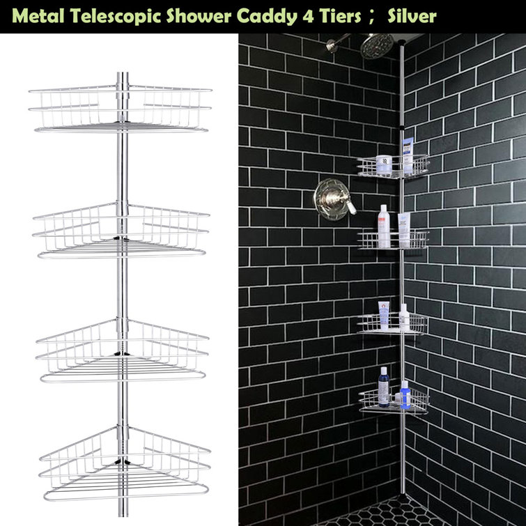 Aquaterior 4 Tier Metal Corner Shelf Caddy Bathroom Wall Rack