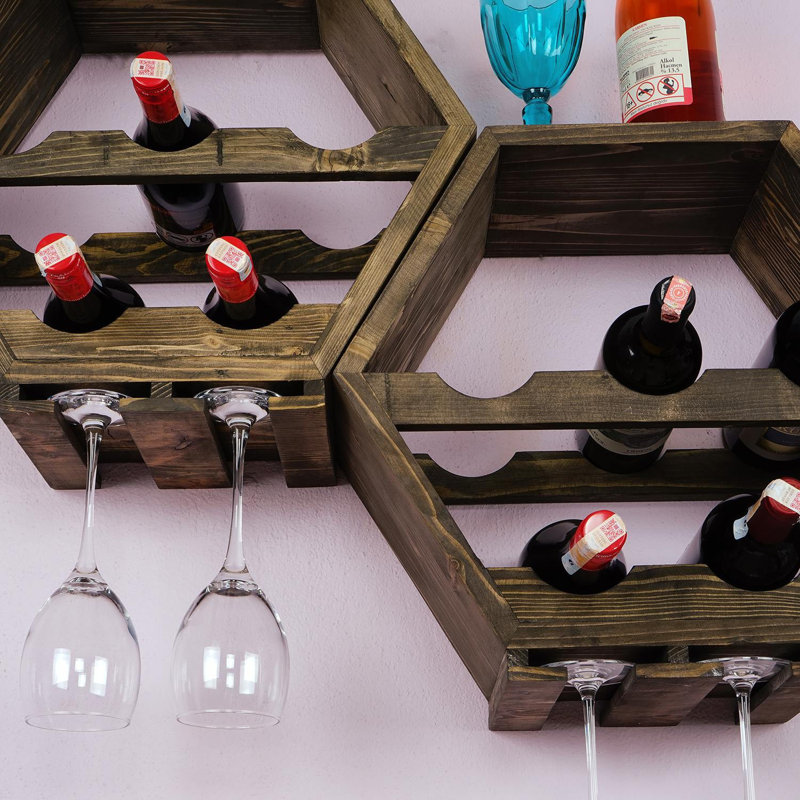 Étagère flottante hexagonale en bois massif Tanesha