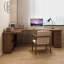 Bureaux en bois massif en L brun noisette-107466483-107466480