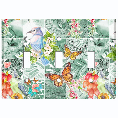 Plaque murale berçante 3 bandes Butterfly Birds