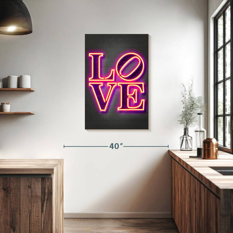 Plaque murale Kema Love In Neon, H 36 po x l 24 po