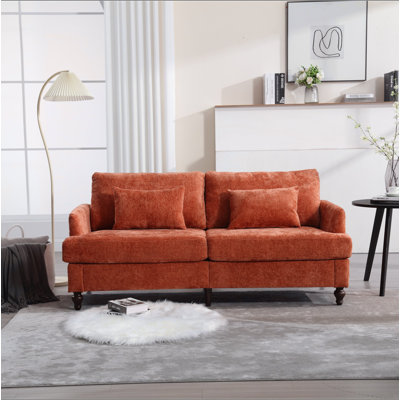 Canapé en chenille de style Mid-Century moderne en tissu, canapé 2 places rembourré avec canapé moderne pour le salon, canapé avec pieds en bois pour la chambre à coucher, lecture