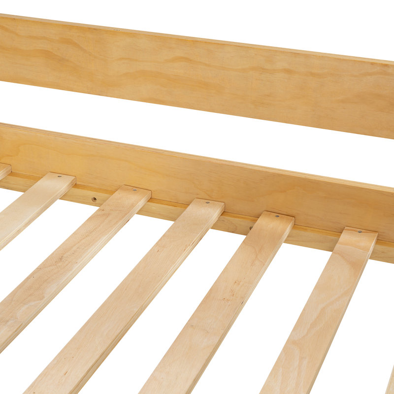 Lit superposé simple en bois avec tente et structure de maison | Conception en bois massif, Naturel