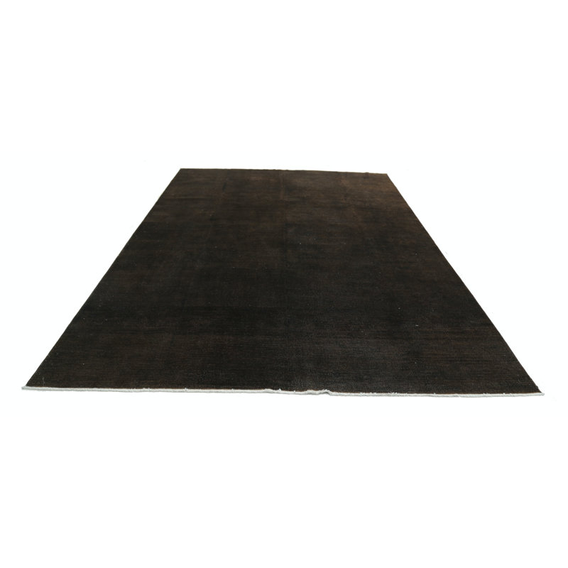 Tapis brun foncé en laine noué à la main 8 x 11,2 pi