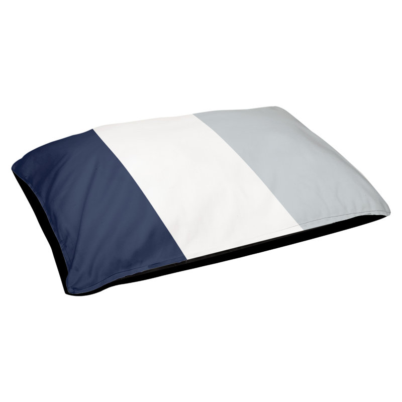 Coussin rectangulaire designer New York Bronx, Moyen (L 18 po x l 28 po), Blanc / rouge / blanc