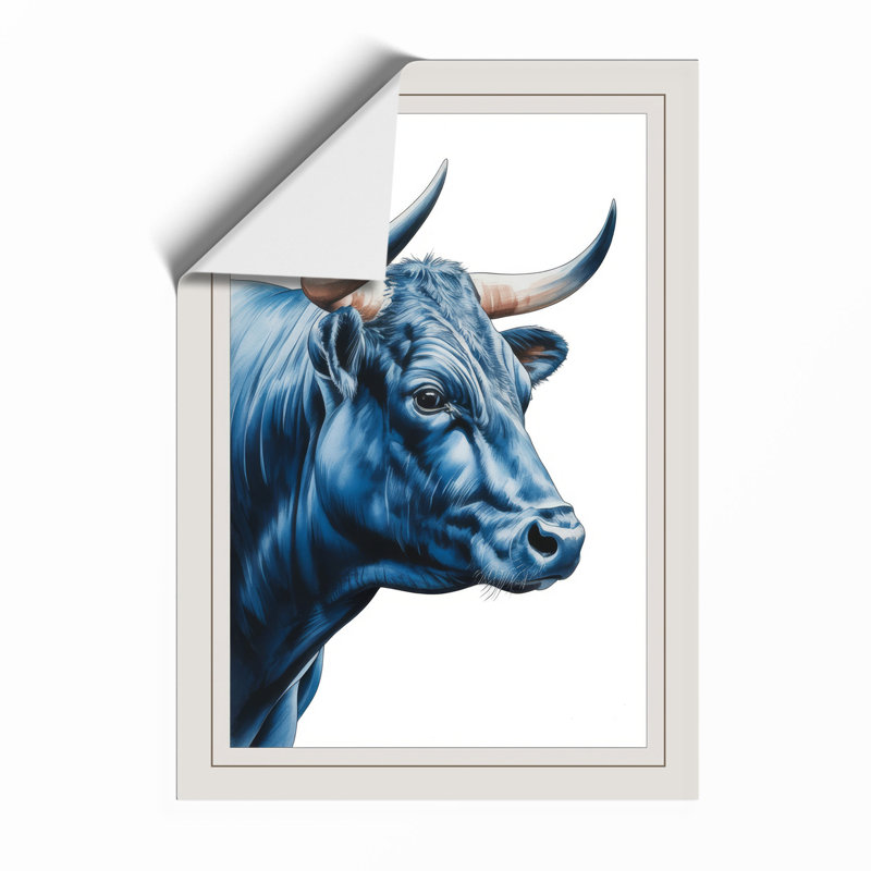 Blue Bull Portrait Modern - Print, Unframed, A1 - 84.1 x 59.4 cm