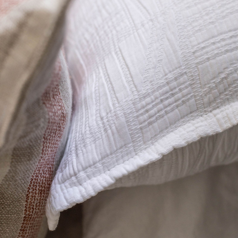 Harbour Navy/Sea Glass/Taupe/White Cotton Piece Sham, Standard, White