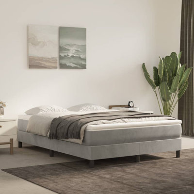 Bed Frame Box Spring Platform Bed with Mattress for Bedroom Velvet