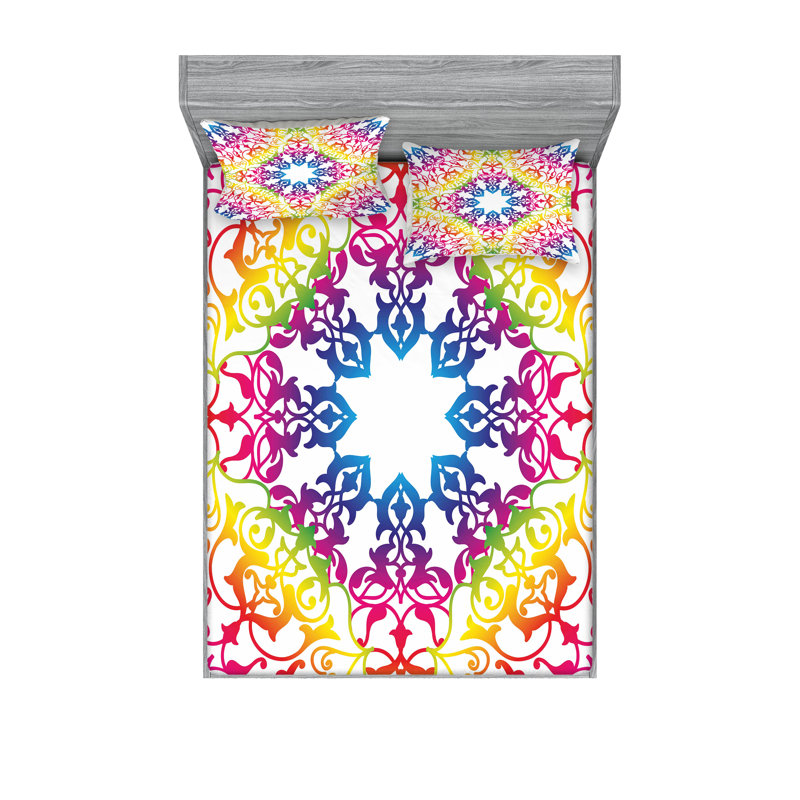 Multicolore ensemble de draps et taies décoratives Ambesonne, Ensemble de draps pour lit double + 1 drap-housse 