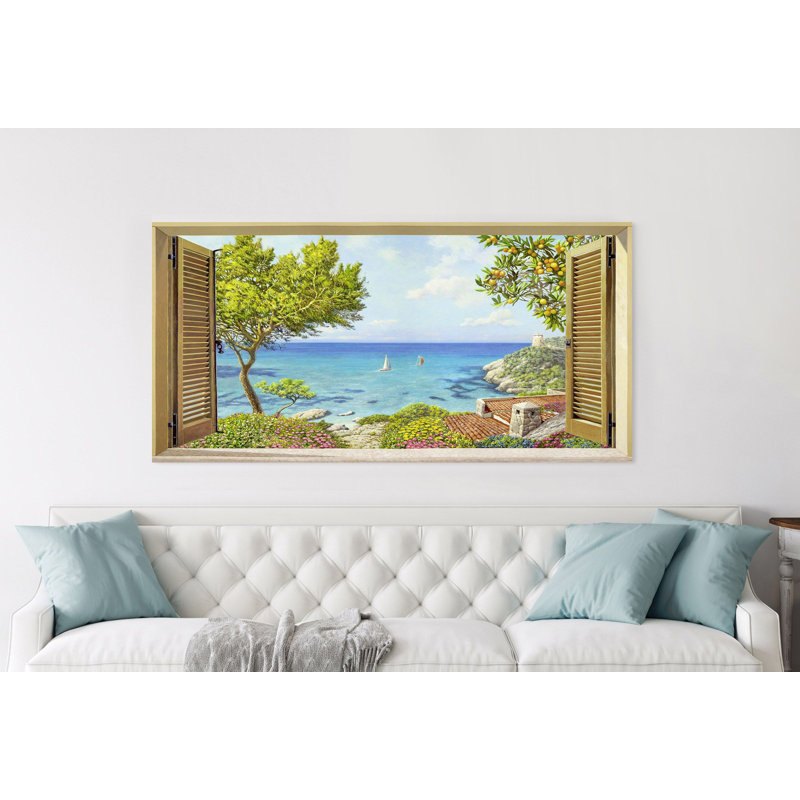 Window On The Sea by Andrea Del Missier - Wrapped Canvas Print, 35 cm H x 70 cm W