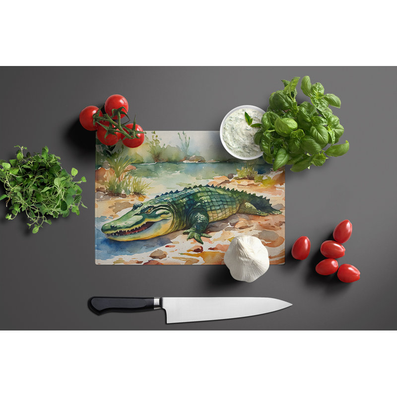 Alligator Glass Cutting Board Large