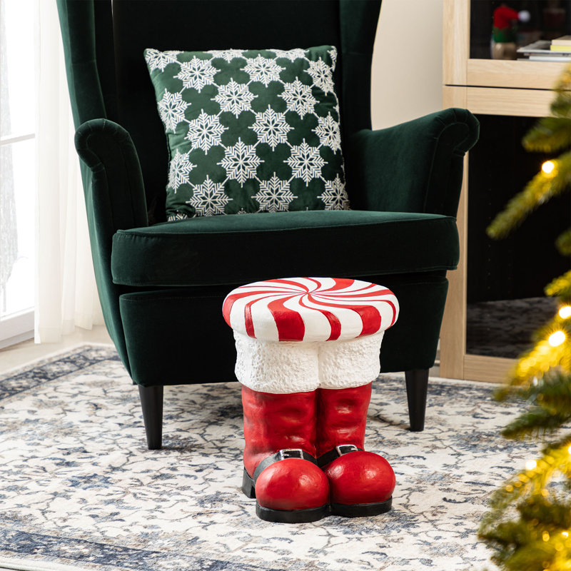 Tabouret ou table d'appoint 14,5 "H Christmas MGO Peppermint